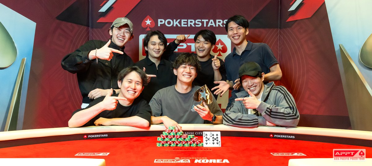 poker_ing's tweet photo. 【仁川】APPT Korea
#66　₩1,500,000　Main Event Turbo
優勝　Kosei Oguriさん（₩30,298,000）

4　Masaki Yamamotoさん
5　Hidekazu Tamuraさん
7　Yukichika Sasakiさん
8　Seiji Sasakiさん
9　Hiroki Tsukijiさん
10　Takashi Yaguraさん
11　Kyohei Ikedaさん

エントリー83（日本61） https://t.co/ElzlE89Av2