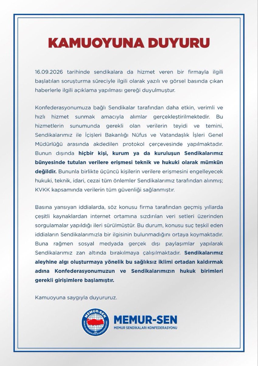 Diyanet_Sen's tweet photo. 📌Kamuoyuna Duyuru

📌Yazılım tedarikçisi bir firmayla ilgili yürütülen soruşturma sürecine ilişkin basın ve sosyal medyada yer alan iddiaların kamuoyunda yanlış anlaşılmalara yol açmaması ve doğru bilgilendirmenin sağlanması amacıyla aşağıdaki açıklamanın yapılması gerekli görülmüştür.
