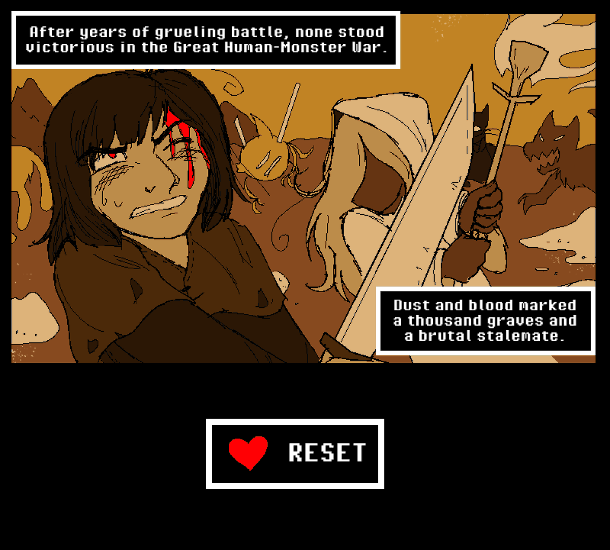 LeifLemmon's tweet photo. First no-hit run in history. I bet the human-monster war must've REALLY sucked for whomever had the most Determination at the time. Happy birthday Undertale! 

#undertaleㅤ #undertalefanart #utdr #deltarune https://t.co/pAoZEHeW1G
