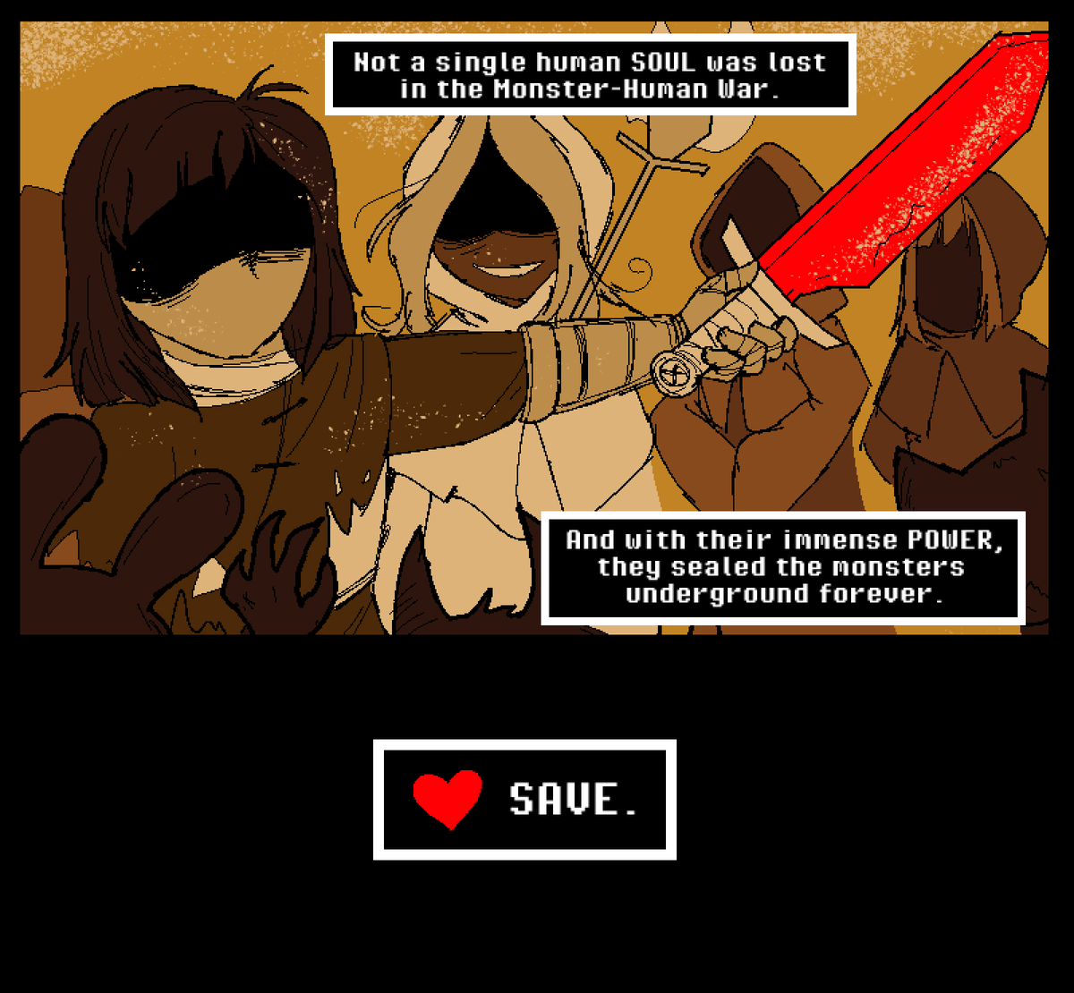 LeifLemmon's tweet photo. First no-hit run in history. I bet the human-monster war must've REALLY sucked for whomever had the most Determination at the time. Happy birthday Undertale! 

#undertaleㅤ #undertalefanart #utdr #deltarune https://t.co/pAoZEHeW1G