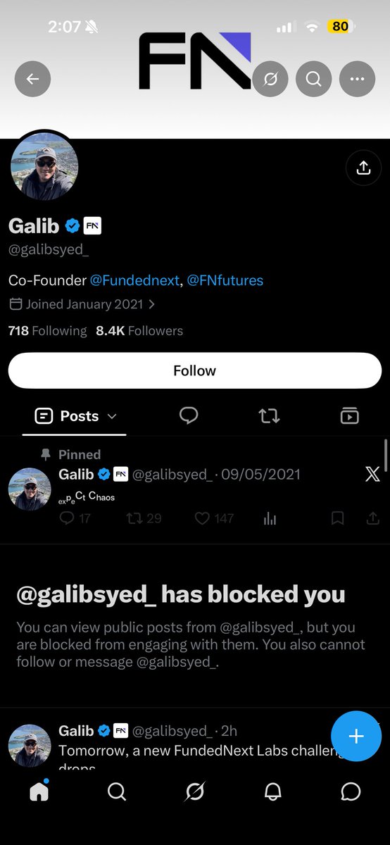 fahad07865's tweet photo. Trading Community, Need your HELP!

🚨 @FundedNext  restricting users! 🚨 

I’ve been funded with them many times and received $16K in payouts from them. I don’t use high lot sizes. 

Yet they emailed me and added me to DTP and the reason I see is because I kept requesting payouts. They don’t have any evidence of what they are claiming. 

I asked them for an INTERVIEW to which they didn’t agree. 

They’ve been asking me that if I don’t want to be in DTP, I can choose 50/50 split which is a joke in itself, or use On demand payouts.

While I don’t have any issues and I’ll stop trading with them, I wanted you guys to be aware of this scam firm.

GALIB has blocked me without solving the issue.

@FundedNext @Flynnn_FN @galibsyed_ has failed to respond me.

I’m not asking for special treatment, review my case and tell me what is wrong