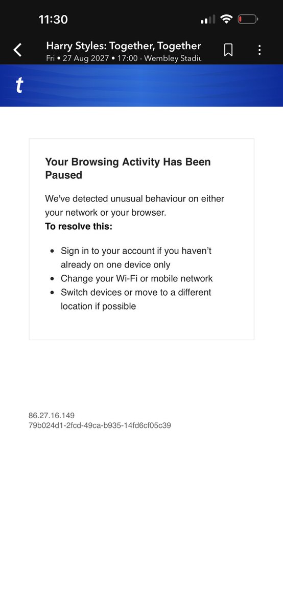 Beth_Cowellx's tweet photo. @TicketmasterUK @TicketmasterCS are you joking I finally get through the queue it’s my turn and then I get this ???? https://t.co/3mJinkgb5o