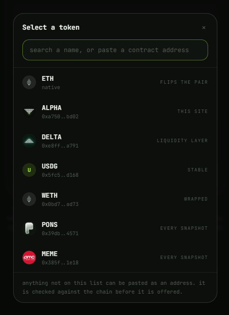 alphadelrh's tweet photo. It also refuses.

One token's real market was a six million dollar pool, with a dust pool sitting beside it. Quoting the dust one would have been true about the wrong pool: 18% of fair value, with a green button over it.

We found that by checking. It says no now, instead of guessing.

What it cannot reach yet, it says so too.