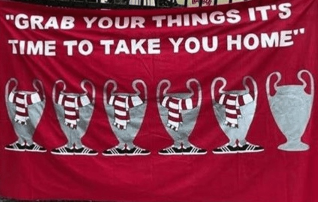 LFCHistoryShow's tweet photo. One of the Greatest ever Liverpool banners.
#LFC #YNWA #Liverpool #BigEars https://t.co/WLquDArO5h