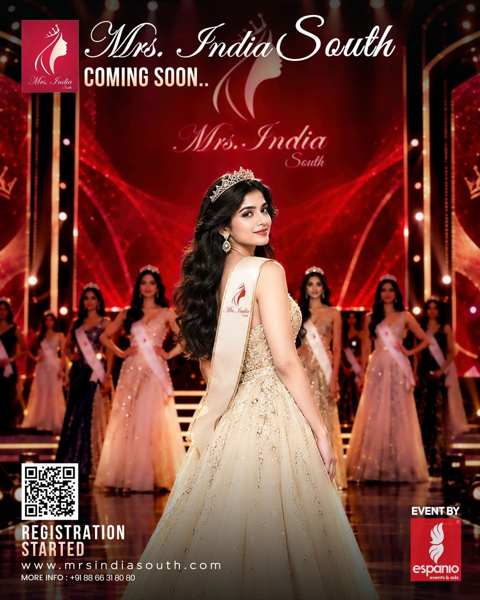 espanioevents's tweet photo. Mrs. India South – Coming Soon! ✨
✨ Registration Started!
👑 Celebrate Confidence &amp; Grace
🎤 Personality &amp; Stage Development
📸 Media &amp; Modeling Opportunities
🤝 Connect with Inspiring Women
🌐 https://t.co/UDxlqR4vg5
📞 +91 88 66 31 80 80
#MrsIndiaSouth #MrsPageant https://t.co/CmQ8STNLPK