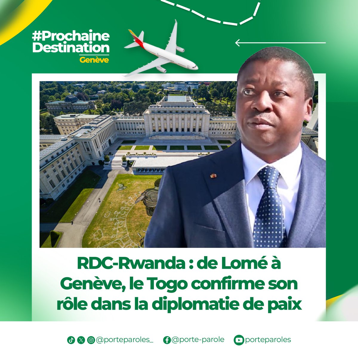 PorteParoleTG's tweet photo. Prochaine Destination - Genève🇨🇭

RDC-Rwanda : de #Lomé à #Genève, le #Togo s’installe dans la diplomatie de la paix

La participation du Togo à la nouvelle réunion du Joint Security Coordination Mechanism (JSCM), prévue les 16 et 17 septembre à Genève, confirme la place croissante de Lomé dans les efforts diplomatiques en faveur de la paix dans les Grands Lacs.

Réunissant des représentants de la République démocratique du Congo et du Rwanda, cette rencontre doit permettre de faire le point sur la mise en œuvre des Accords de Washington signés en 2025. Le Togo y prendra part aux côtés des États-Unis, du Qatar et de la Commission de l’Union africaine, en qualité de médiateur.

Au-delà de cette nouvelle échéance, cette présence traduit une évolution de la diplomatie togolaise. Sous l’impulsion du Président du Conseil, @FEGnassingbe, le Togo entend inscrire son action dans une diplomatie de dialogue, de médiation et de recherche de solutions concrètes aux crises africaines.

De Lomé à Genève, cette démarche marque ainsi un changement d’échelle. Le Togo ne se limite plus à participer aux grandes initiatives diplomatiques : il contribue également à leur suivi, en accompagnant les parties dans la mise en œuvre de leurs engagements sécuritaires.

Pour Lomé, l’enjeu dépasse la seule résolution d’une crise. La consolidation de la paix dans les Grands Lacs constitue aussi une condition essentielle pour favoriser la stabilité, la coopération régionale et, à terme, le développement des populations.

La nouvelle étape de Genève vient ainsi conforter le positionnement international du Togo : celui d’un pays qui mise sur la médiation et le dialogue pour contribuer à la construction d’une paix durable en Afrique.

#Togo #FaureGnassingbé #GrandsLacs #Diplomatie #DiplomatieDePaix #RDC #Rwanda #PaixEnAfrique #Médiation #UnionAfricaine #Genève #Afrique #Coopération #Stabilité #Développement #Togo228 #PorteParoleTG