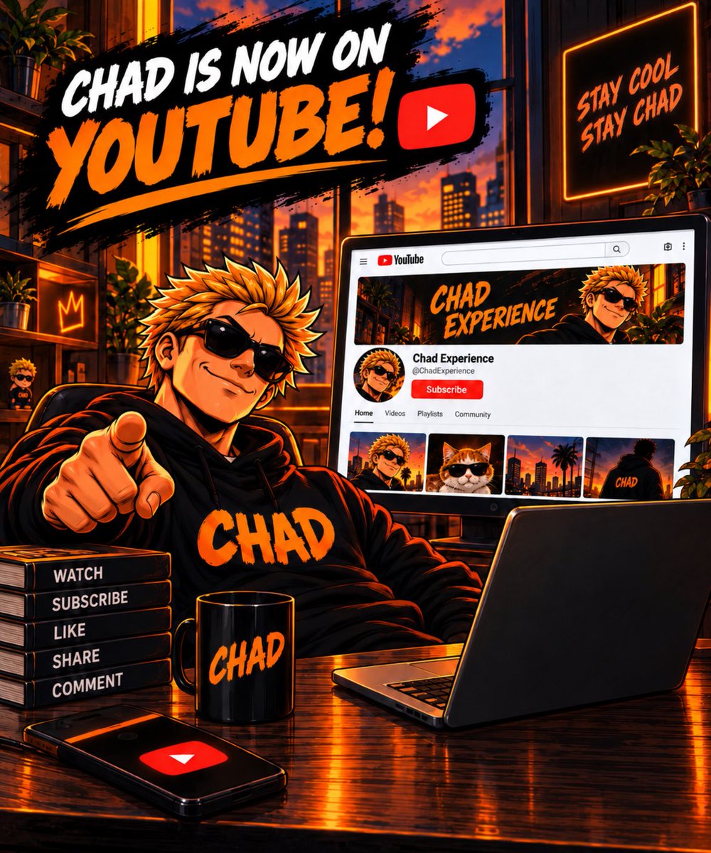 Pepu_Chad's tweet photo. 🎥 CHAD is now on YouTube!

Follow the official CHAD Experience channel:
👉 https://t.co/QNXqoSOmPX

A new video is coming this afternoon… and many more are on the way 👀

Subscribe, enjoy, like, share & comment 🔥

Let’s grow the CHAD Experience together!

Stay cool. Stay CHAD. 😎🟢