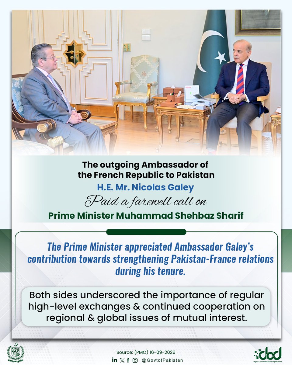 Pakistan and France: A Strong Commitment to Future Cooperation as Ambassador Galey Bids Farewell