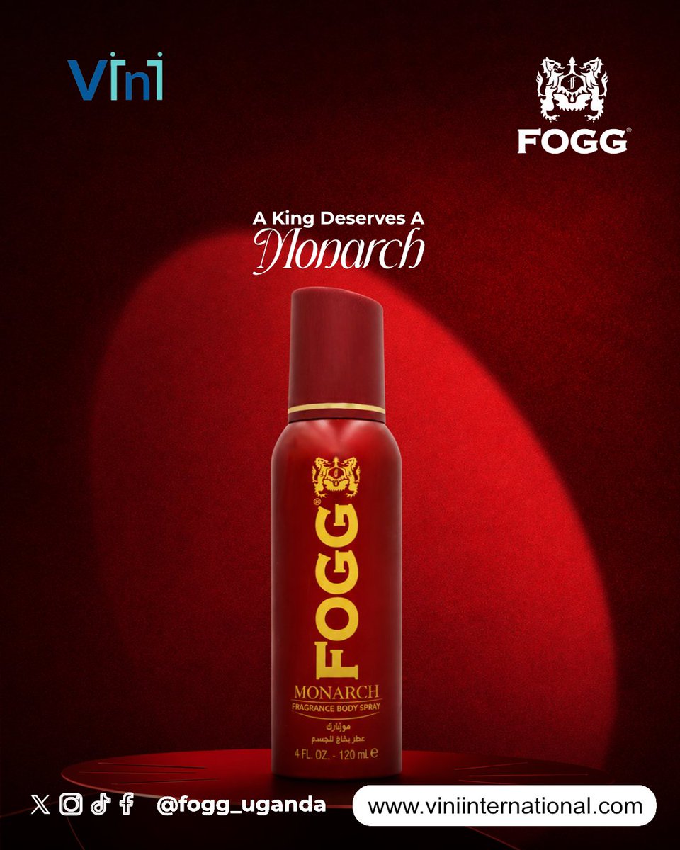 FOGG_UGANDA's tweet photo. Because you're a king, you deserve a scent that matches your identity, #FOGG Monarch. 

It's available in leading stores and supermarkets across Uganda.
#Fragrance #BodyCare https://t.co/9ovZ6hUzcD