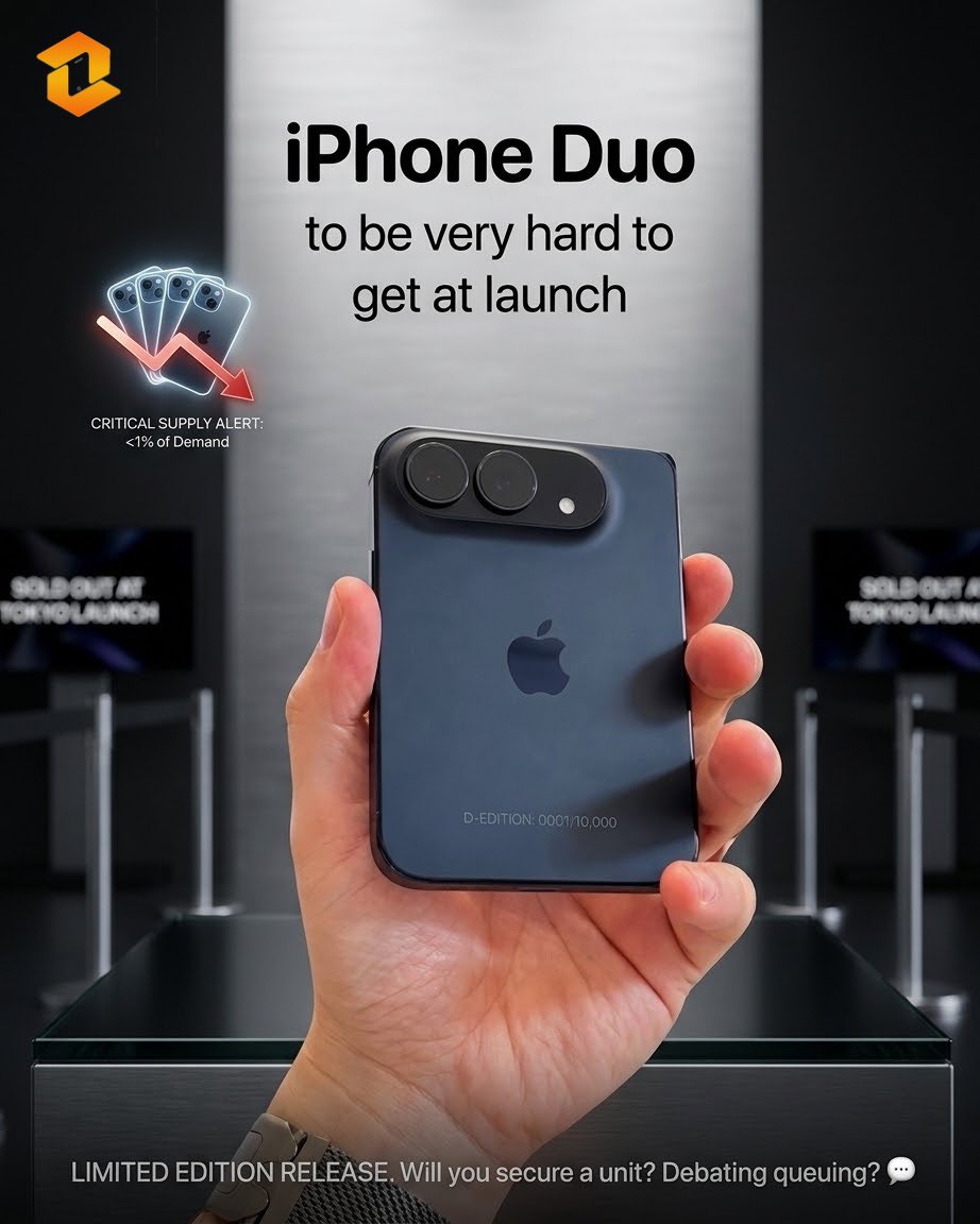 JaniMuhammad's tweet photo. 🚨 The iPhone Duo Could Be VERY Hard to Get! 📱🔥

📅 Pre-orders: October 16
📦 Limited supply
💰 Starting at $1,999

Could the iPhone Duo sell out instantly? 👀🔥

Source: Analyst Jeff Pu

#iPhoneDuo #FoldableiPhone #Apple #TechNews #fblifestyle https://t.co/beJbqwNCcq