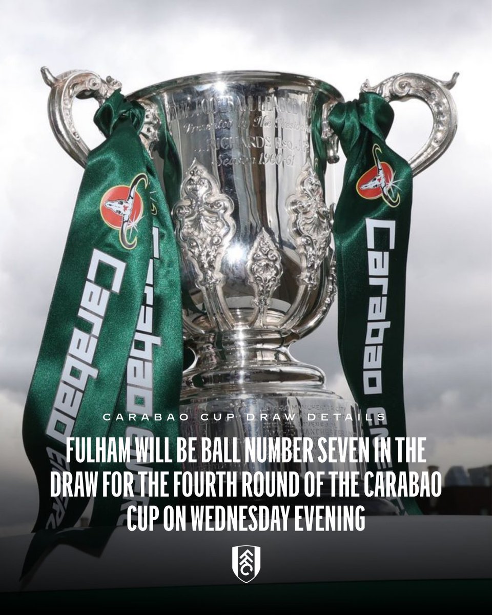 Carabao Cup Draw Details: Fulham will be ball number seven in the draw for the Fourth Round of the Carabao Cup on Wednesday evening.