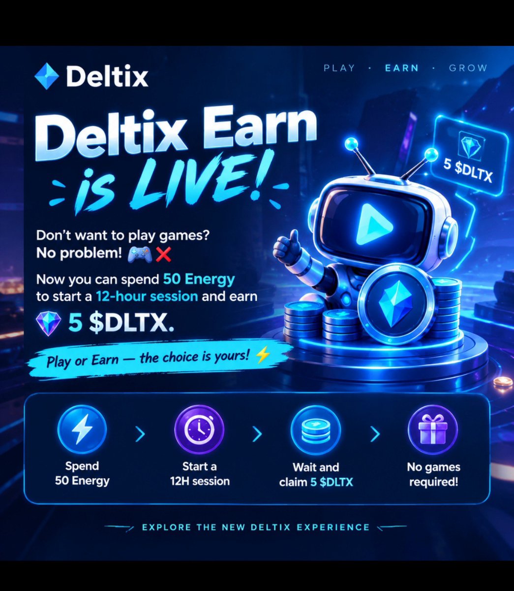Cuteeva08's tweet photo. Deltix Earn is LIVE!
Don’t want to play games? No problem! 🎮❌
Now you can spend 50 Energy to start a 12-hour session and earn 5 $DLTX. 💎
Play or Earn the choice is yours! ⚡
#detix #Anet https://t.co/kDqjduz1sP