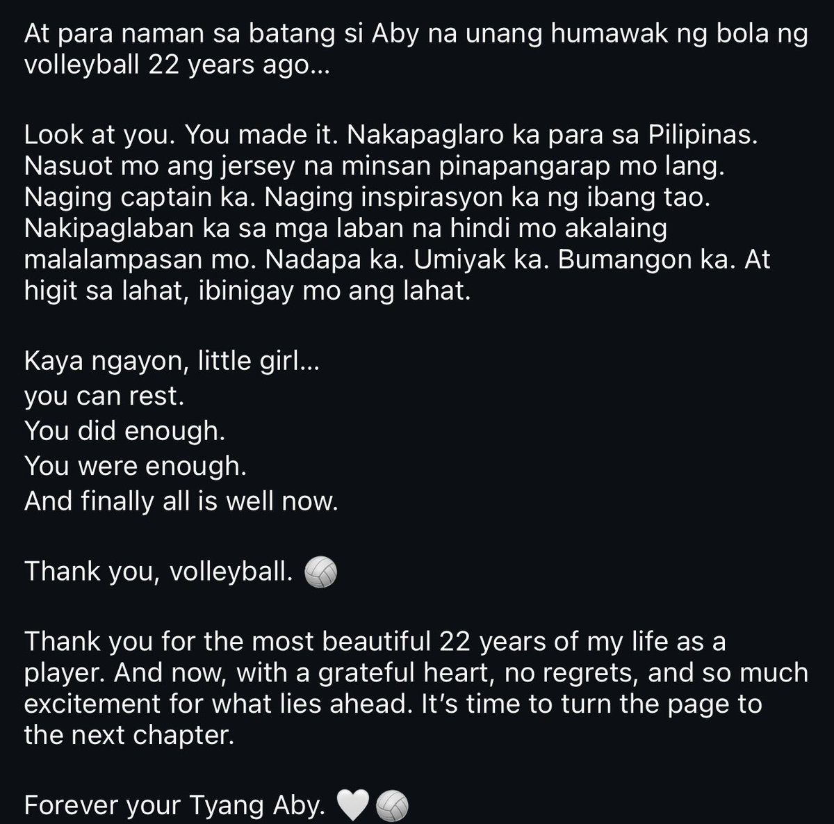volleytiger's tweet photo. ABY MARAÑO RETIRES FROM VOLLEYBALL 🥹🏐

BEST OF LUCK ON YOUR NEXT CHAPTER, TYANG ABY! 💚🇵🇭 https://t.co/yoBmS7TxqJ