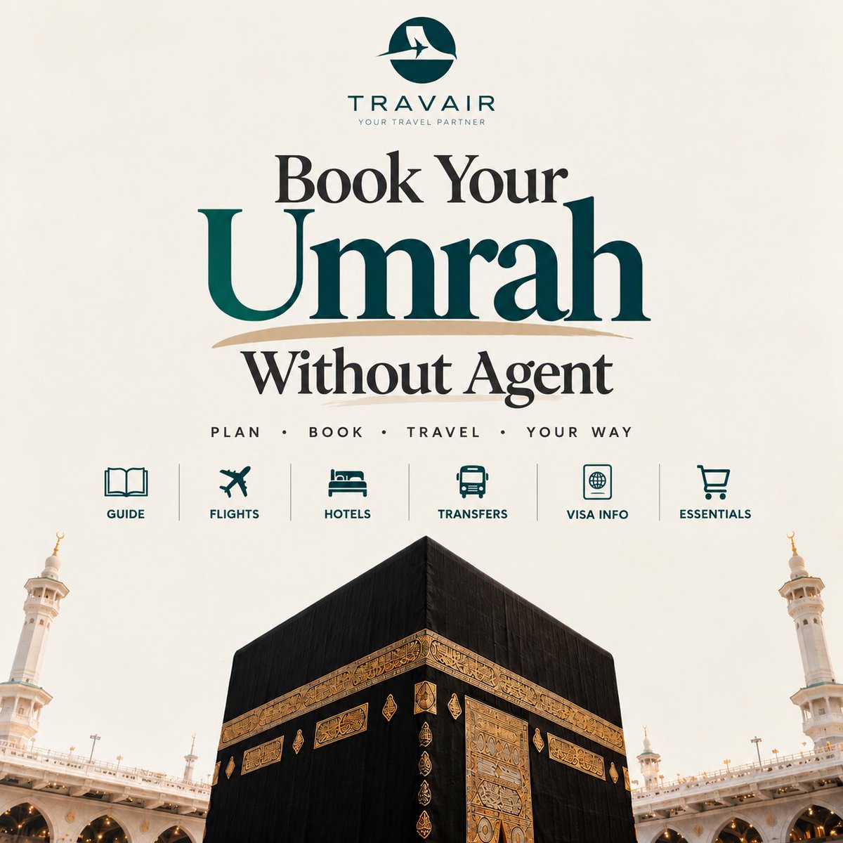 travairltd's tweet photo. Most people don't realise you can plan and book your entire Umrah yourself - flights, hotels, transfers, visa and essentials - without going through an agent.

We built a #DIYUmrah Planner specifically for this. Everything in one place, your way. #Umrah

https://t.co/JaZprIuyJS https://t.co/h02i1DcT1l