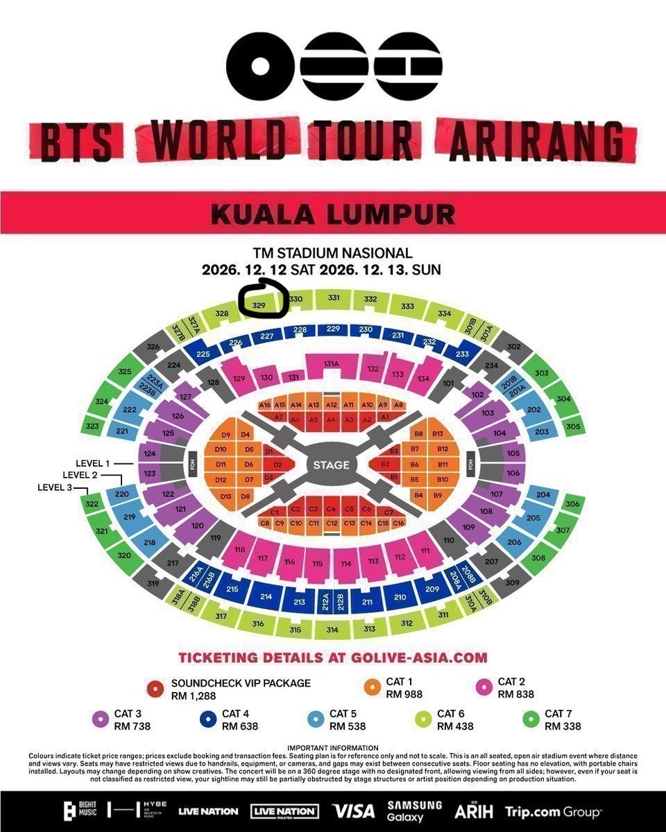 taegerbearv's tweet photo. WTS BTS ARIRANG IN KL 🎟️ 

DAY 1 (12/12/2026)
Section : 329 (Cat 6)
Row : P &amp; Q
💰 Price: RM1060 for both

// helping a friend

#BTSinKL #BTSARIRANGINKUALALUMPUR #BTS_ARIRANG_TOUR https://t.co/AIz9oSLSXu