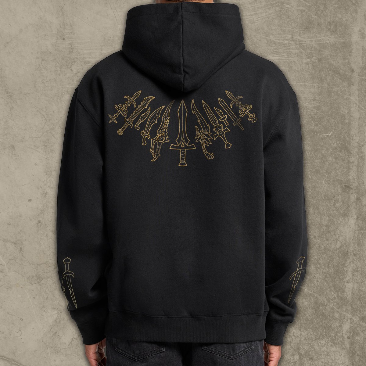 OldSchoolRS's tweet photo. Mark 25 years of RuneScape with a hoodie celebrating iconic blades from all three games! ⚔️

Featuring iconic weaponry such as the: Dragon Scimitar, Godswords, Silverlight, the Drygore Longsword and a Chieftain's Blade

🔗Pre-order now to guarantee your size - https://t.co/fM9D6XyvWn