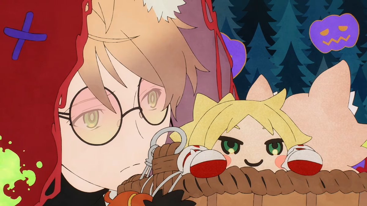 Merem110's tweet photo. ハロウィン2026「くたばれ！ パンプキンファーム･スローター」のアニメーションCMが公開その4

ジキルさんモーさんのぬぐるみ持ってる！ #FGO https://t.co/dfzfcdLzap