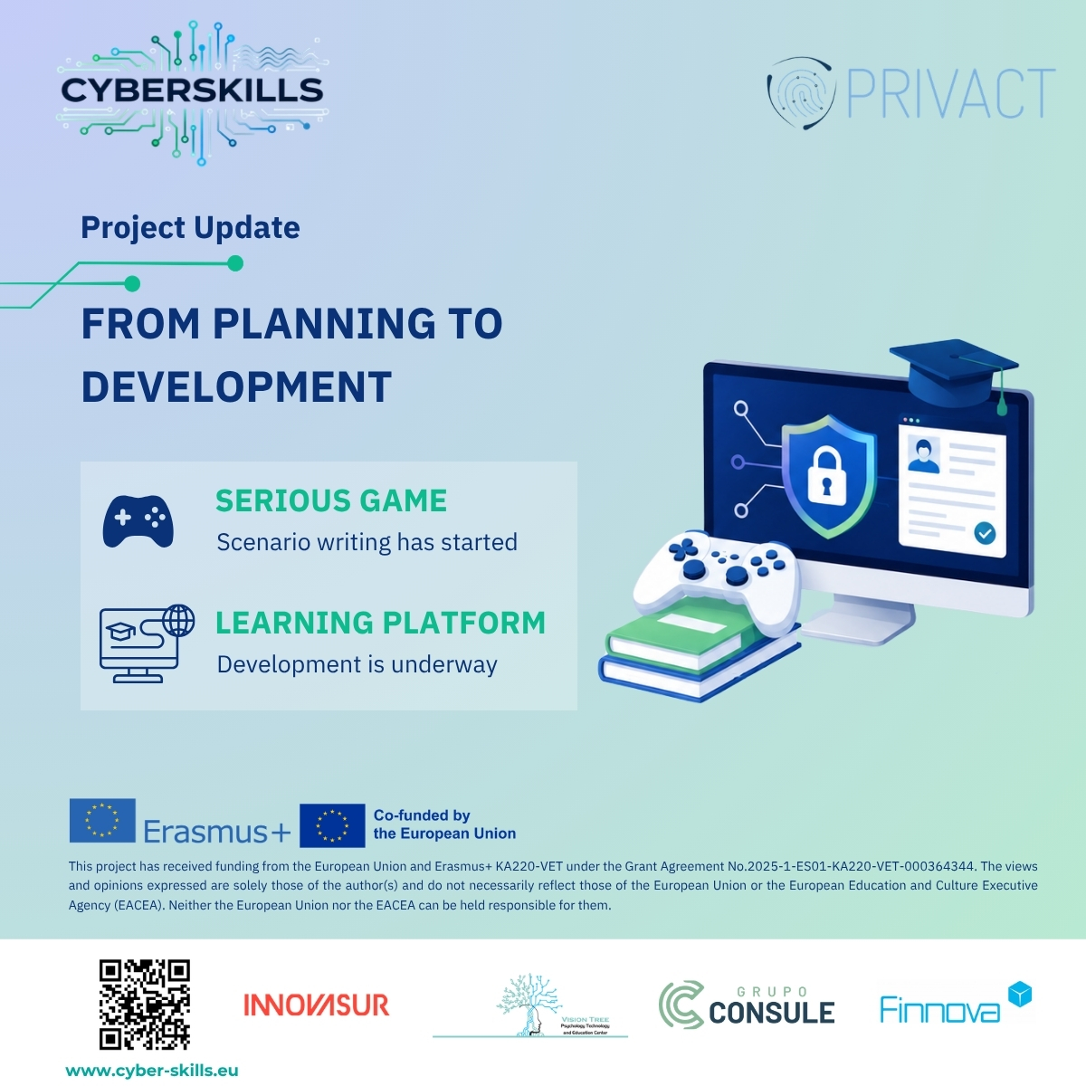 privactpc's tweet photo. The CyberSkills project is progressing to the next stage, as work has officially begun on two key components of its learning experience.
#CyberSkills #PRIVACT #SeriousGame #LearningPlatform #DigitalLearning #Cybersecurity https://t.co/lPJYPninv9