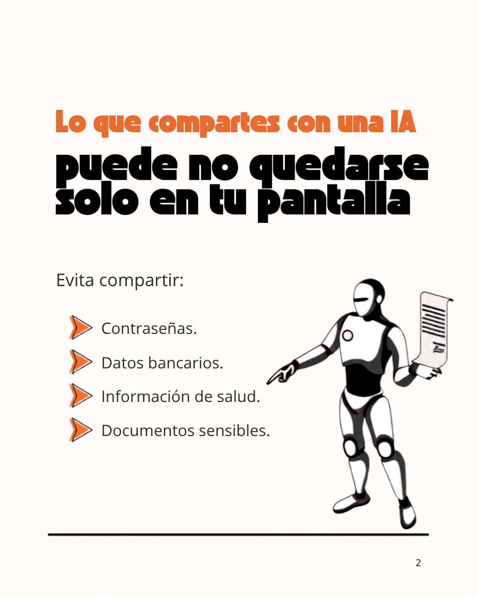 osiseguridad's tweet photo. 🤖 ¿Le contarías tus datos a cualquiera?

Entonces, tampoco a una IA. 🔐
Revisa tu privacidad y piensa antes de compartir.

👉 Descubre cómo proteger tus datos
https://t.co/5cFKQ5cjdr

#Ciberseguridad #IA https://t.co/lY0y465zBx