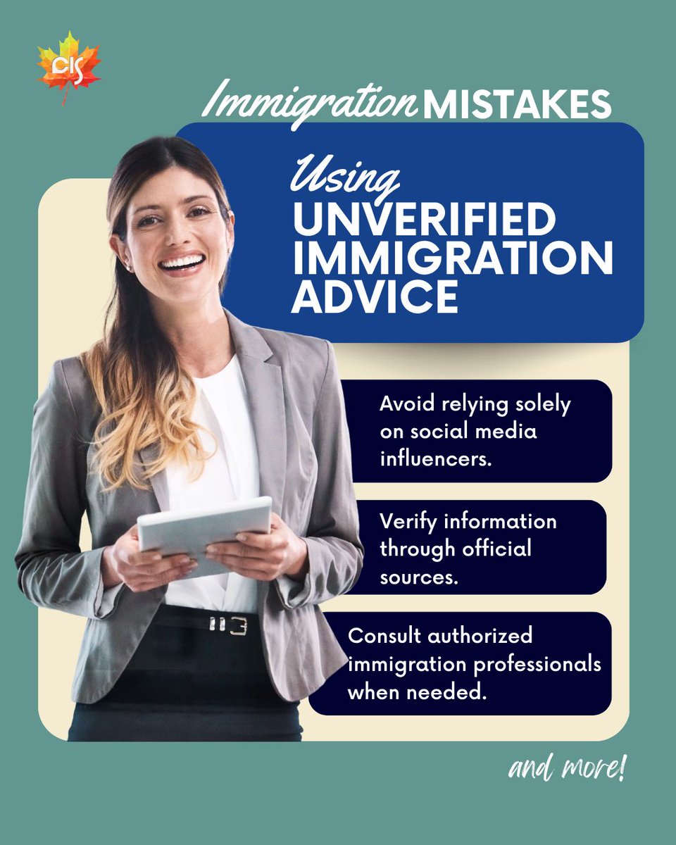 Canada_CIS's tweet photo. 🚨 Be careful where you get your immigration advice. Social media posts, online forums, and friends' experiences may not reflect current immigration rules or your unique situation. 

📖 Following inaccurate information can lead to costly mistakes and missed opportunities. Always make decisions based on reliable guidance. 

Looking for trusted immigration support? 
👨‍💼👩‍💼 Click the link attached and speak with our immigration experts today! 
https://t.co/O4lhomCm9Y