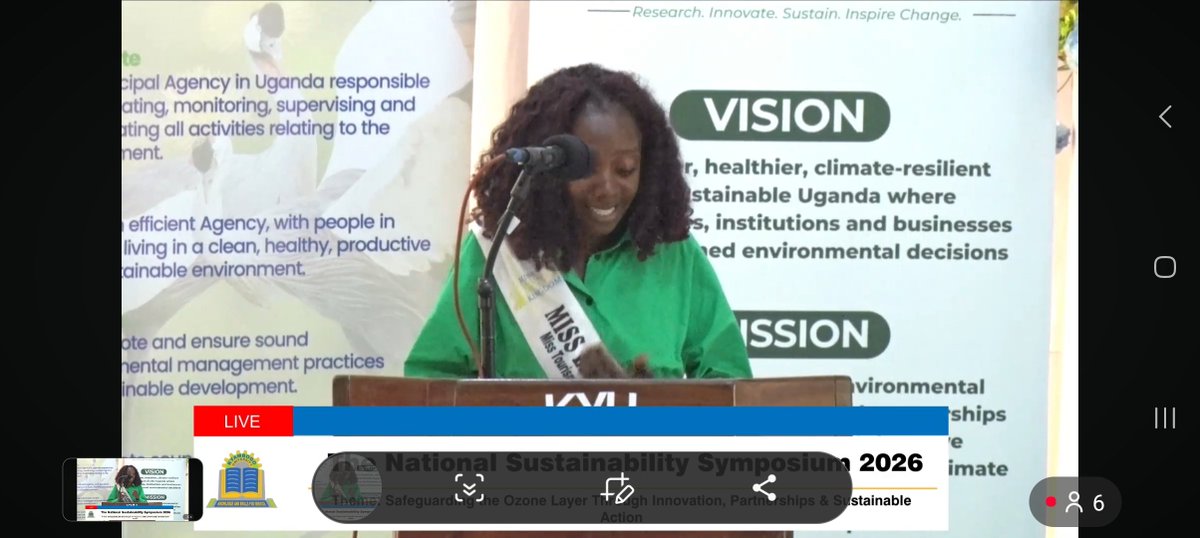QUEENFANCYUG's tweet photo. Today, I was honoured with the opportunity to speak at the National Sustainability Symposium 2026, sharing my voice and passion for environmental conservation and sustainable action. 🌍💚 🌱 @kyambogou @nemaug
#NationalSustainabilitySymposium2026 #Sustainability #ClimateAction https://t.co/szcoFQv9gR