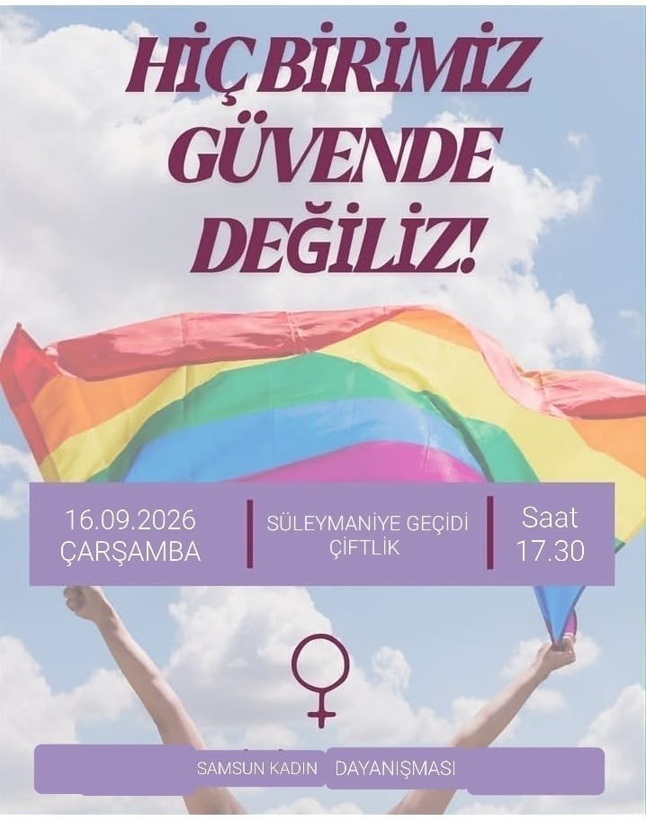 SolFemin1st's tweet photo. "Ailem güvende" adı altında hayatlarımıza müdahale eden akp iktidarıyla hiçbirimiz güvende değiliz!
Haklarımız ve hayatlarımız için mücadeleye devam ediyoruz, bugün (16.09.2026) saat 17.30'da Süleymaniye Geçidi Çiftlik'te buluşuyoruz.
📍Samsun https://t.co/vhSGH3v5kO