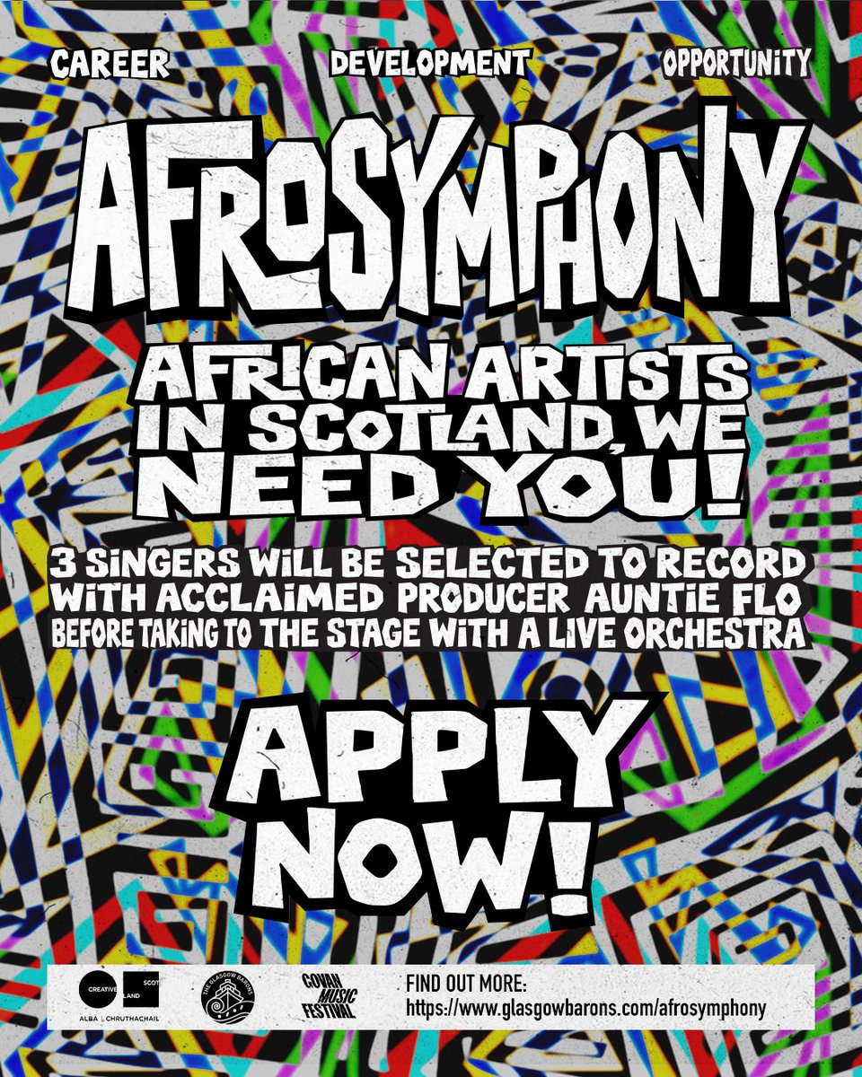 scottishmusic's tweet photo. ICYMI fab Glasgow Barons / Govan Music Festival organisers launched Afrosymphony to discover and champion the next generation of African music talent in Scotland alongside DJ/producer @Auntie_Flo &amp; partners @JamboRadioScot +more APPLY by 21 Sept at ➡ https://t.co/Xk7lONlBpQ https://t.co/OcUrDo8RSy