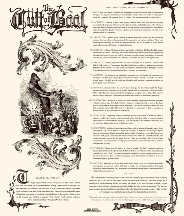 ExposingEvil704's tweet photo. THE CULT OF BAAL:

Since the year 4,000 B.C., the Earth has been under under the influence and control of a small isolated group of elite death-cultists, who have successfully infiltrated and taken over every branch of our society, and who trace their founding roots back to the ancient fertility-cults of Canaan.