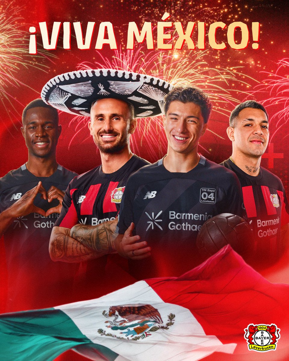 bayer04_es's tweet photo. 🗣🇲🇽 ¡Hoy México celebra su independencia, y nosotros lo celebramos con nuestra afición mexicana! 🗣🇲🇽

💚¡Feliz Día de la Independencia!❤️

#SomosBayer04 #IndependenciaDeMéxico #16Septiembre https://t.co/rD7vXLN1hE