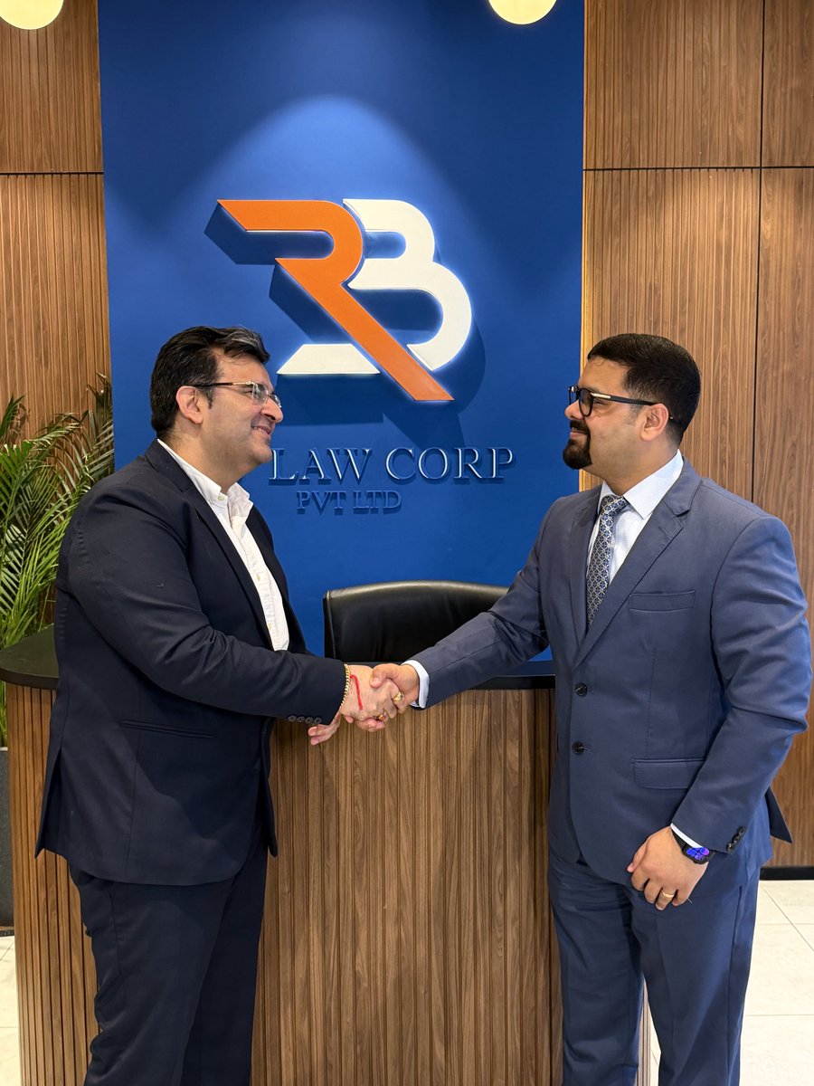 ashwaryasharma's tweet photo. A handshake. A conversation. And a few questions worth asking.

Had the pleasure of hosting @sanjaykathuria at @rblawcorp.

Some conversations challenge the way we think about familiar things. This was one of them. https://t.co/zMXM1ZUdCY