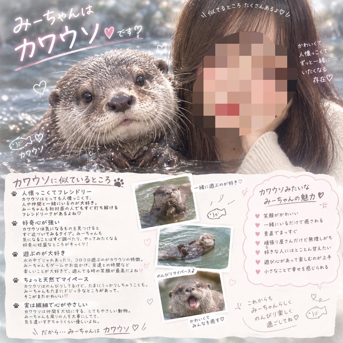Minnie_Reality's tweet photo. 私を動物に例えると何かな？動物のイラストはできるだけリアルにしてください。動物の横に私の顔を治うように描いてください。動物との類似点や習性の説明も書いてください
↑↑↑
プロント置いとくね https://t.co/4GAmxvHE3V