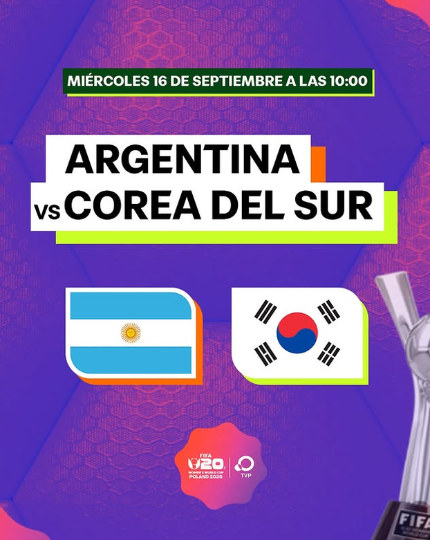 Canal7Prensa's tweet photo. ¡Las pibas del Sub 20 buscan hacer historia!
🇦🇷 Argentina 🇰🇷 Corea del Sur

🗓️Hoy 🕚10:00 #Vivo
Octavos de Final del Mundial Femenino Polonia 2026 
📺💻📱https://t.co/bEwD1rcqNk

#SomosMundiales https://t.co/kpr9AFURr0