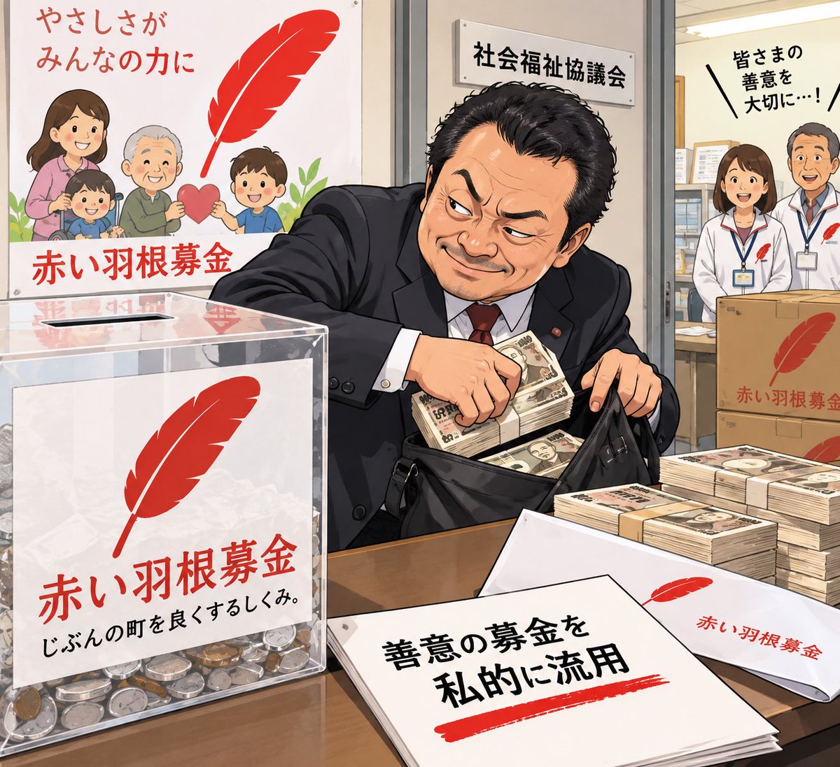 hikaruganji's tweet photo. 赤い羽根共同募金」を運営する北海道共同募金会の使途不明金問題で、募金会は新たに７０００万円の使途不明金があることを明らかになりました。

使途不明金は合計で２億５０００万円に上るということです。

赤い羽根募金や、他の募金は、全て困っている人々に直接届きませんので、私は、直接困っているホームレスの方々に物資や現金を手渡しして寄付をしています。

善意の氣持ちを踏み躙る行為であり、募金をしたい人々は、直接困っている人々に手渡しする事が大切です。