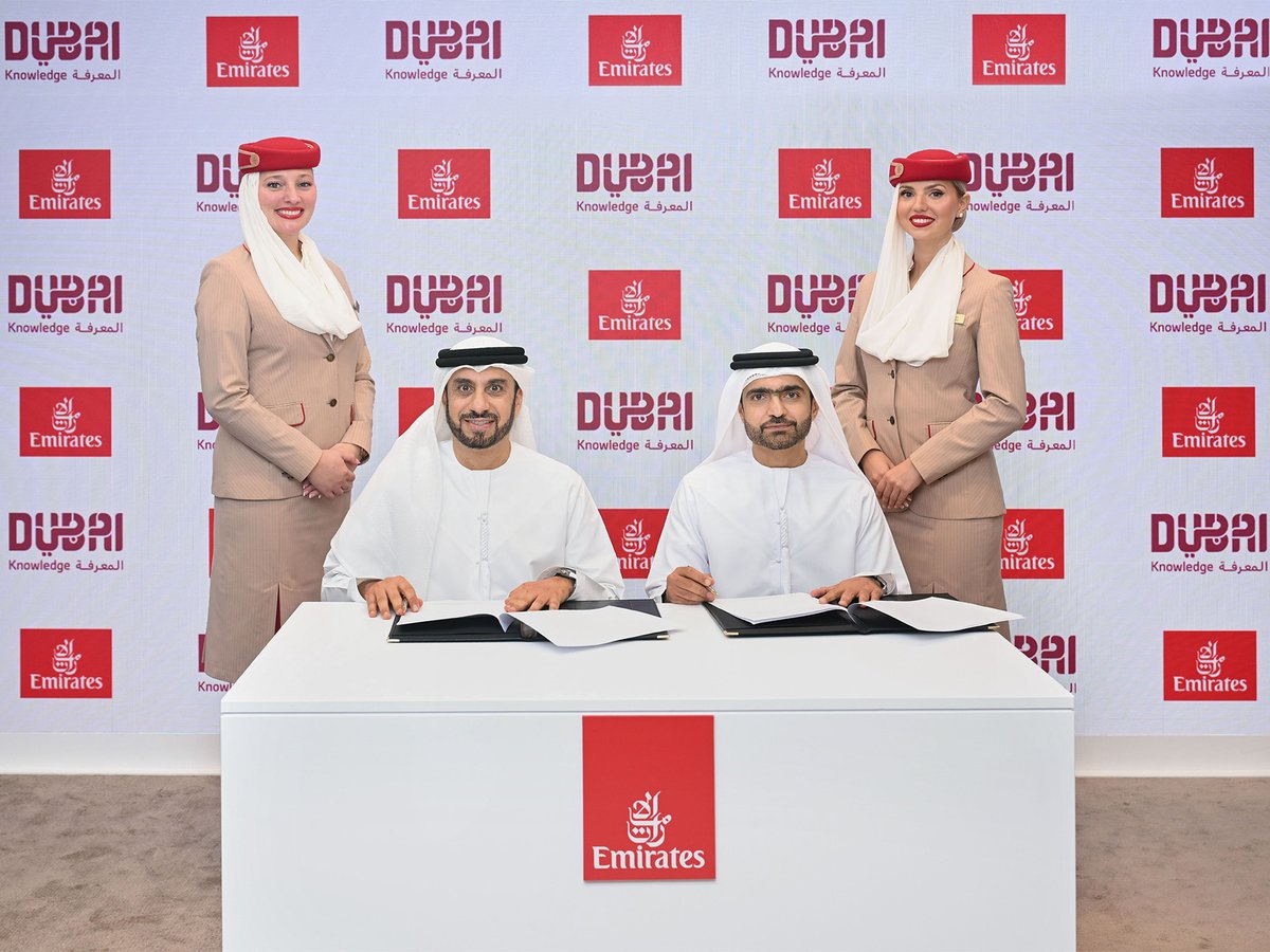 emirates's tweet photo. We’ve signed two agreements with Dubai's @KHDA and @ICEFglobal, connecting students to their education aspirations worldwide, and supporting Dubai's ambition as a leading higher education hub. 🎓 https://t.co/Pwr5rTUOyX