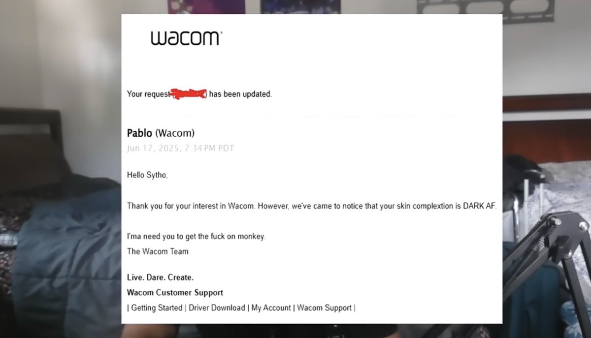 sytho_osu's tweet photo. Who says Wacom is innocent bro I tried asking for a free tablet and they say this https://t.co/xzw9zcaebE