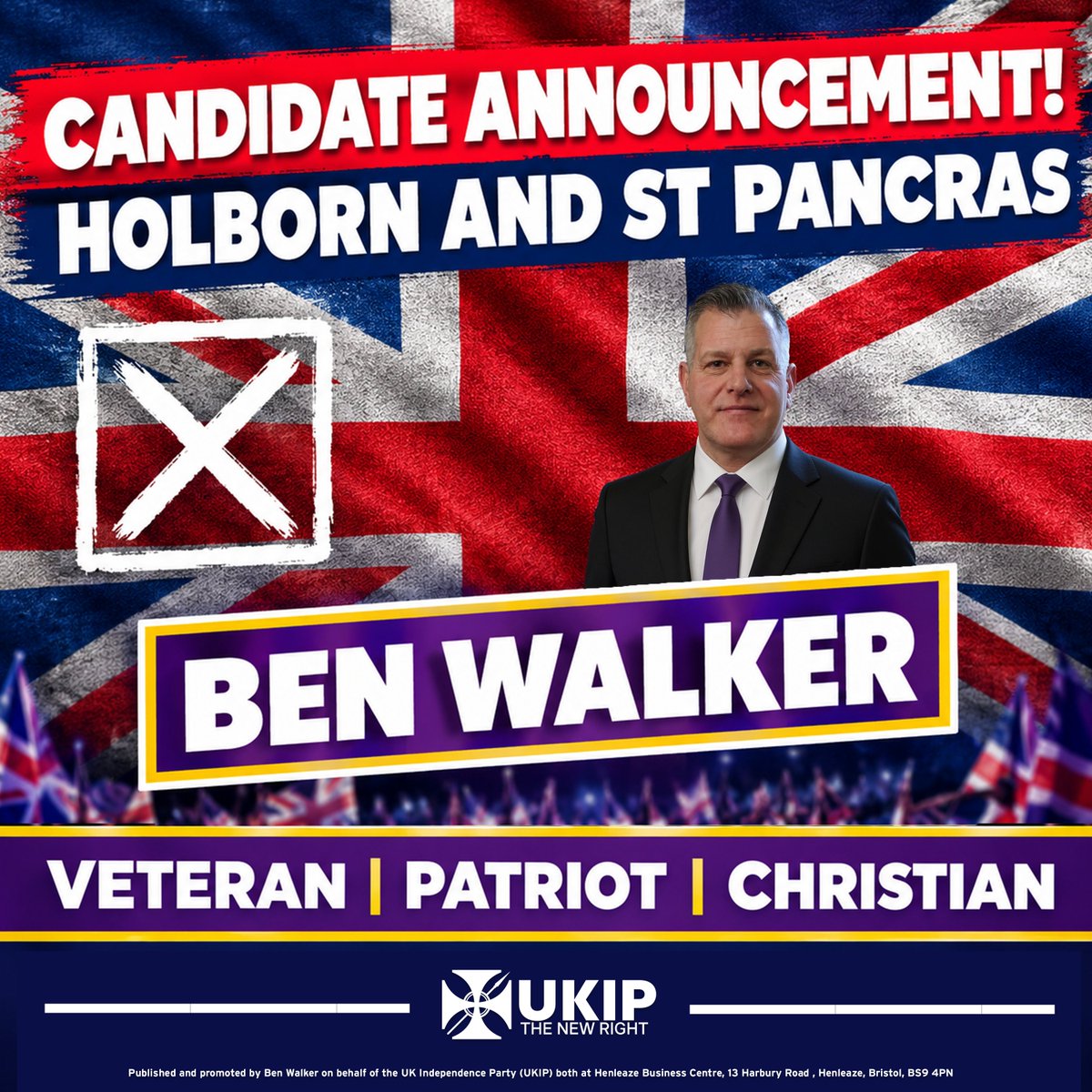 UKIP's tweet photo. Ben Walker will be representing UKIP in the Holborn and St Pancras by-election. This is Ben's message to voters:

"This by-election is an amplification of the issues the UK faces as a whole. Voters are in danger of allowing Zack Polanski, a woke Marxist, who deals in gender identity politics, division and make believe into Westminster. 

Whilst we may have a limited chance at electoral success in this Parliamentary seat whilst the common sense right of British politics remains divided, we will do all we can to expose the darkness of those who peddle sunshine and rainbows whilst being the real perpetrators of hate." - @BenWalkerUKIP