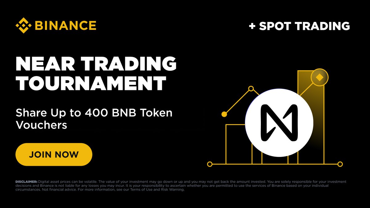binance's tweet photo. NEAR, far, wherever you trade, there’s 400 BNB in token vouchers up for grabs. 👀

Join the Spot Trading Tournament and see where you land.

Know more → https://t.co/3ojNzM6ixy https://t.co/xdBGbgBTvk