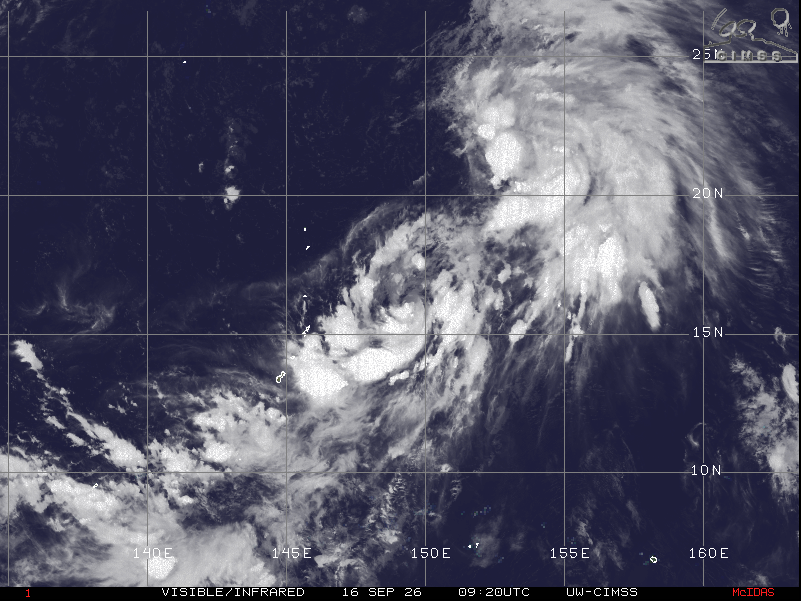 jnmet's tweet photo. A tropical depression is passing east of #Saipan & will become TS #Dujuan in the next day or so. The storm will pass near #Japan's Iwo Islands Friday night before hook northeast & brushing southeast #Honshu later Sunday & Monday, local time. https://t.co/oiRDgGFsnJ