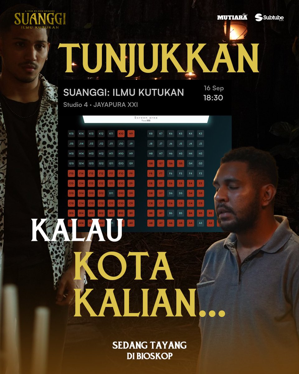 filmsuanggi's tweet photo. TEROR SUANGGI MASIH TERUS MENYEBAR! 🔥💀

Sekarang giliran kota kalian! Tunjukkan kalau kota kalian juga berani buat penuhin studio!

Langsung gas amanin tiketnya sekarang, dan ungkap sendiri kengerian misterinya!

Kota kalian wajib menyala terus ya! 🔥

#FilmSuanggi https://t.co/gRfdPIDNMT