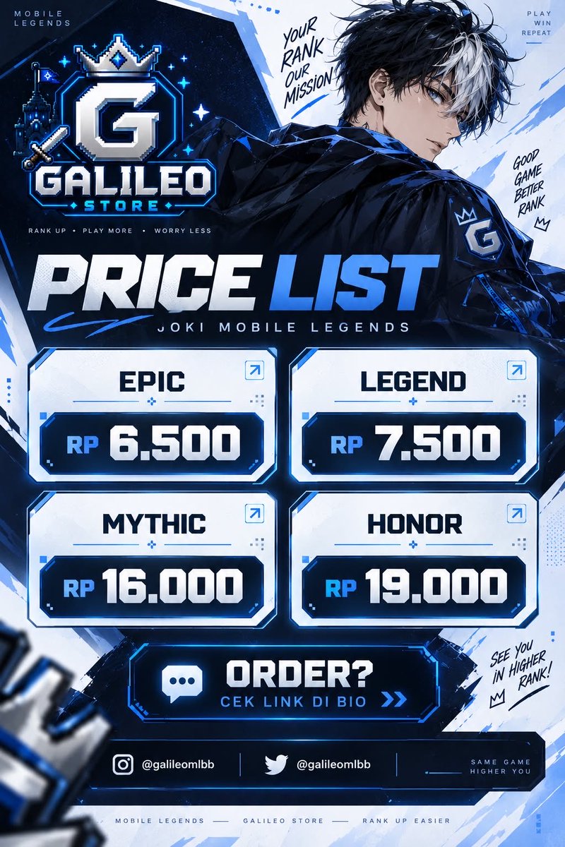 galileomlbb's tweet photo. Price List Joki Awal  Season Galileo Store https://t.co/3iclNW1yju