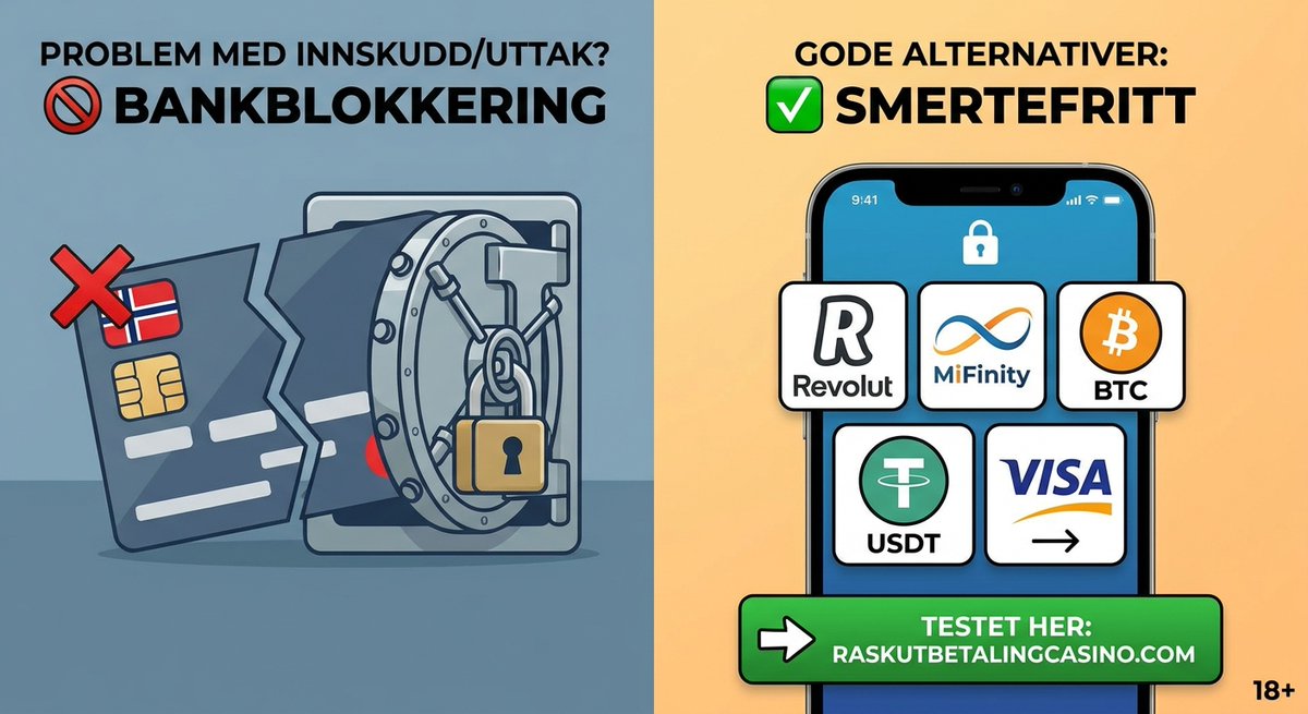 HenrikSolbergNO's tweet photo. Problem med innskudd eller uttak på casino i Norge? 💳🚫

Bankblokkeringene skaper trøbbel, men det finnes gode alternativer som fungerer smertefritt:

🔹 Revolut &amp; MiFinity
🔹 Krypto (USDT / BTC)
🔹 Visa via formidlere

Vi har testet alt her 👇
https://t.co/M4RzgxM9pp

18+ https://t.co/nL03aleNdo