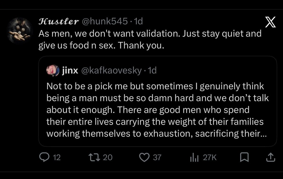 miss_ezeani's tweet photo. Olololoooo!!! Get the bird again for me jor!

😂😂😂😂

Never knew the day would come where I’d delight in misogyny. https://t.co/FcJNkoLiXu