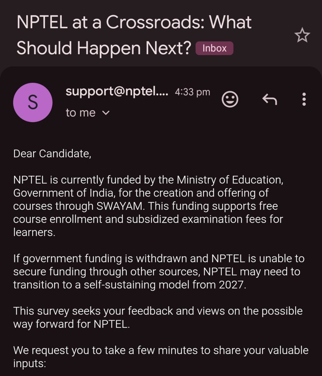 aaaudacity's tweet photo. What exactly are the priorities of this government that they cannot fund NPTEL and are potentially exploring increased fees to self-sustain? https://t.co/zLYgtKvxph
