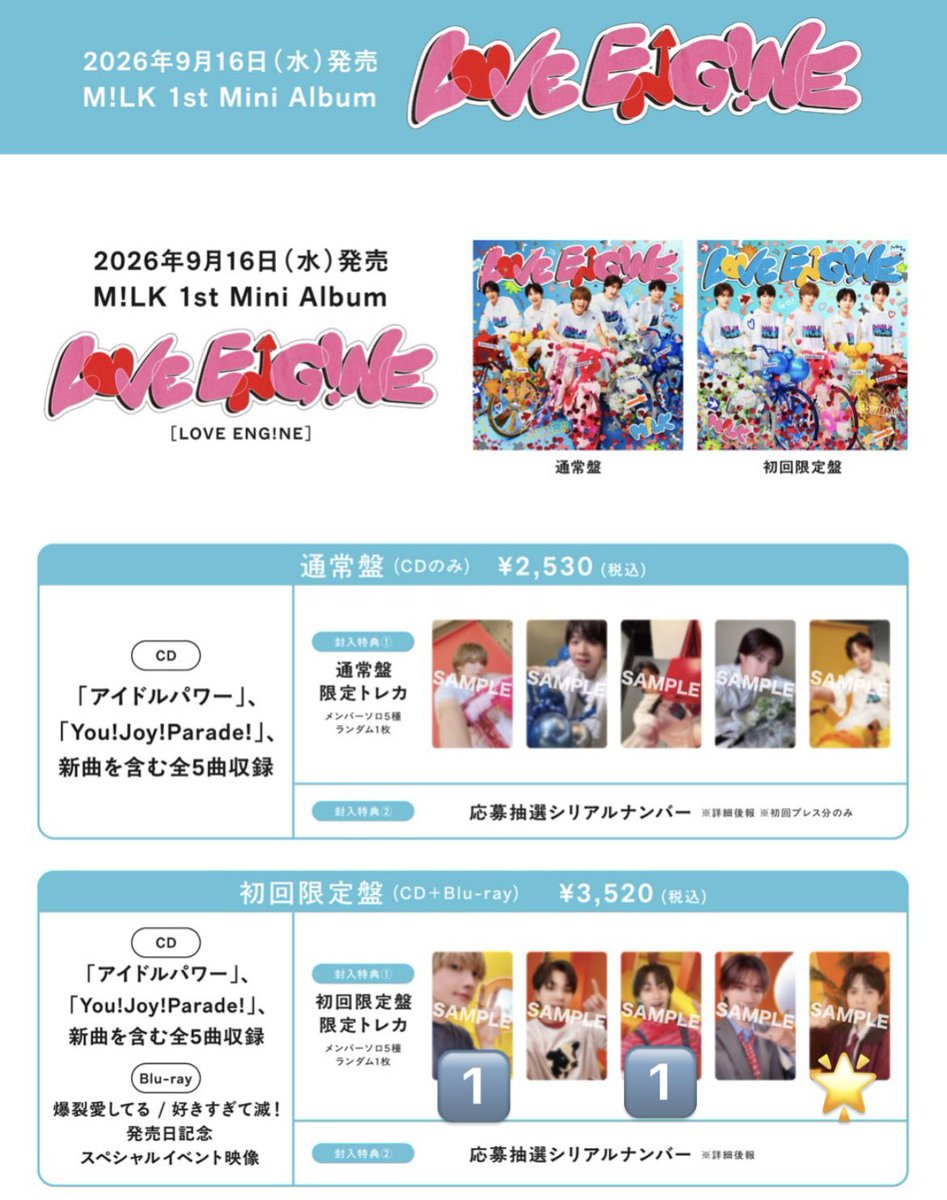 mtrade_j's tweet photo. M!LK LOVE ENG!NE トレカ
初回限定盤

譲:佐野・曽野(画像🔢)

求:吉田(🌟)

郵送での交換📮となります
条件合う方いましたらお気軽にお声がけ下さい🙇🏻‍♀️´-

 #MILK交換   #MILK https://t.co/kNw2Uu0yuE