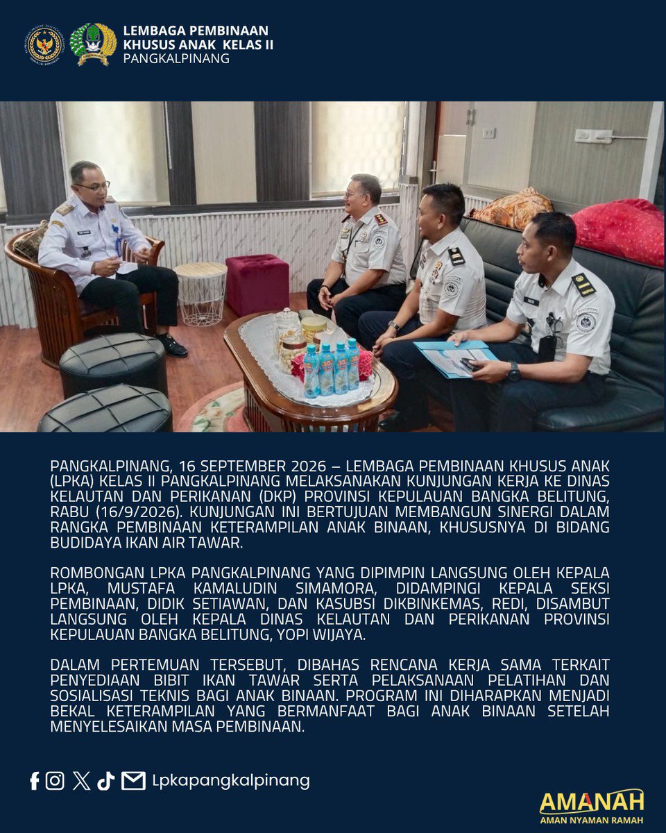 lpkapkpinang's tweet photo. @ditjenpas
@pemasyarakatanbabel 

#kemenimipas
#guardandguide
#ditjenpas
#pemasyarakatanbabel
#kanwilditjenpasbabel
#LPKAPangkalpinang
#setahunberdampak https://t.co/SBC4klqVW9