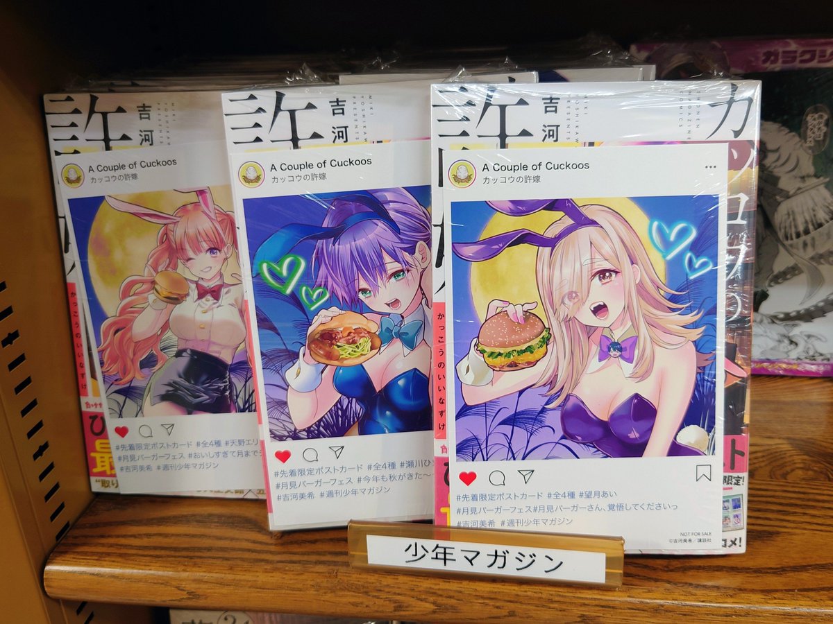 nrtk0719's tweet photo. 特典といえば。この作品はいつも4種類のポストカードが付くんだけど、近所の書店は毎回特定のヒロインだけ並ばないんだよね。他のキャラは3〜4枚くらいずつあるのに。熱狂的なファンが買い占めてるんだと思うけど……思いたい。 https://t.co/YAqR2xqud9