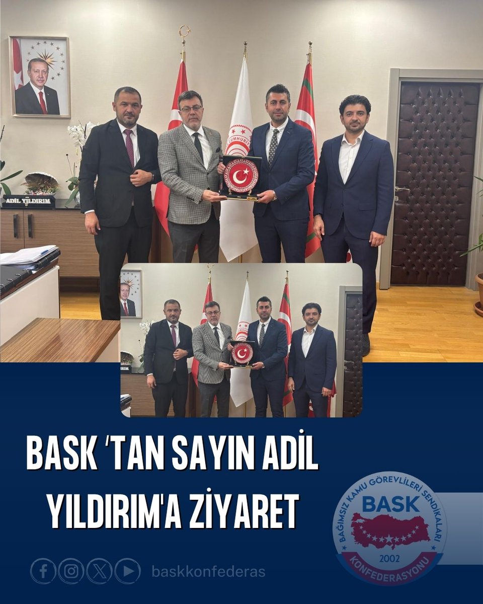 baskkonfederas's tweet photo. Genel Başkanımız Sayın Mehmet Alper ÖĞRETİCİ, Genel Başkan Yardımcımız Sayın Musa ÇINARTAŞ ve Sayın Fatih BEKTAŞ, Ticaret Bakanlığı Destek Hizmetleri, Tasfiye İşleri ve Döner Sermaye Genel Müdürlüğü görevine atanan Sayın Adil YILDIRIM’a hayırlı olsun ziyaretinde bulundular.

Ziyaret kapsamında Sayın Genel Müdürümüz ile Genel Müdürlük çalışmaları ve gündemdeki konular hakkında verimli bir fikir alışverişinde bulunuldu.

Nezaketleri ve misafirperverlikleri için Sayın YILDIRIM’a teşekkür ediyor, yeni görevinde başarılar diliyoruz.