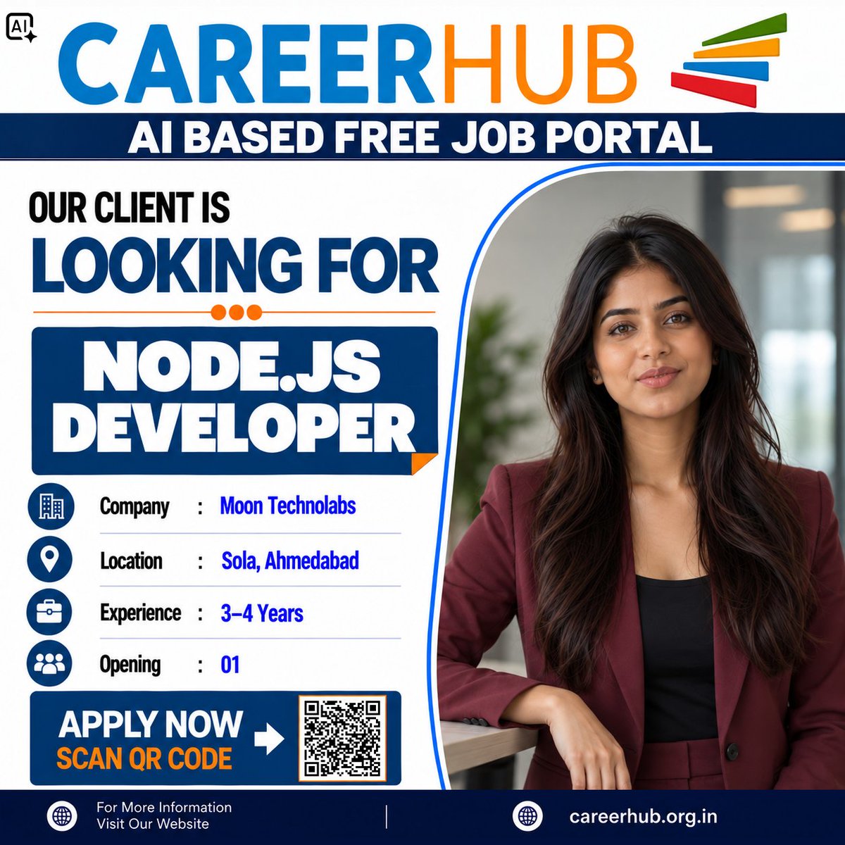 careerhub_iespl's tweet photo. Now Hiring: Node.js Developer
Moon Technolabs | Ahmedabad
Experience: 3–4 Years | 1 Opening
Node.js | Backend | APIs | Database | Code Optimization
Apply via CareerHUB.
Link in bio.
#CareerHUB #NodeJSJobs #BackendDeveloper #AhmedabadJobs #Hiring https://t.co/Qoej9mr0v1