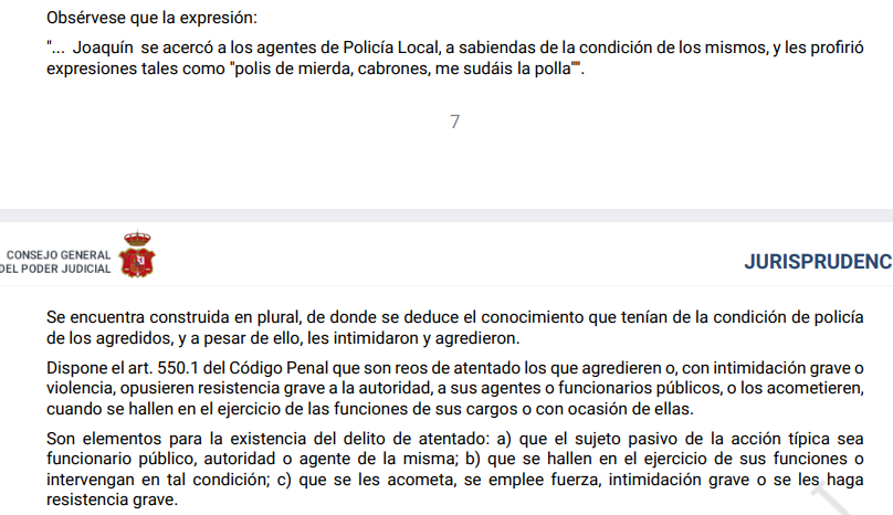 acvna_es's tweet photo. STS 3356/2025 (Sala Penal): agredir a un agente de #PoliciaLocal fuera de servicio, sabiendo que lo es ya es atentado (art. 550 CP), sin necesidad de «ánimo de humillar» a la autoridad. https://t.co/BYO2VpLU7A