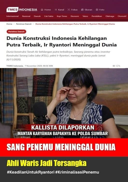 abu_waras's tweet photo. SANG PENEMU MENINGGAL DUNIA
AHLI WARIS JADI TERSANGKA

(Utas Lanjutan Bag. : 3)

▪️▪️▪️

Pada 6 November 2020, Ir. Ryantori Angka Raharja meninggal dunia di tengah proses hukum yang menjeratnya. Ia meninggal sebagai tersangka bukan sebagai pemenang, bukan sebagai penemu yang dihormati. Tapi kriminalisasi tidak berhenti di situ. Kematiannya seharusnya menjadi akhir dari penderitaannya. Tapi negara malah melanjutkan kriminalisasi kepada orang yang paling ia cintai: anaknya sendiri. Ini adalah bentuk kekejaman yang tidak bisa ditoleransi.